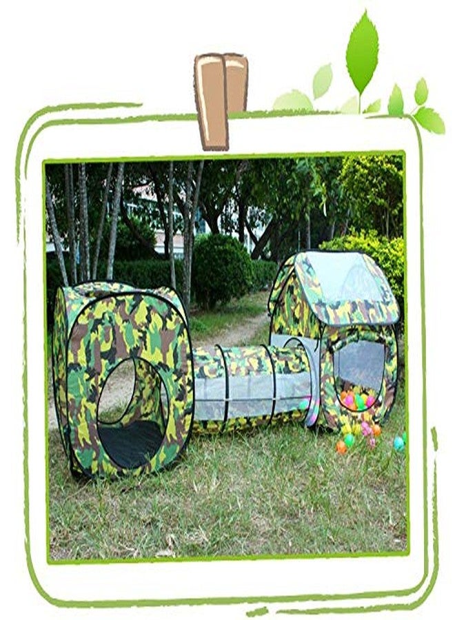 سايج سكوير مجموعة سيج سكوير العملاقة 3 في 1 خيمة لعب عسكرية مموهة محمولة للاستخدام الداخلي والخارجي، بيت لعب، قلعة مع حقيبة حمل (خيمتان ونفق واحد) - Image 3